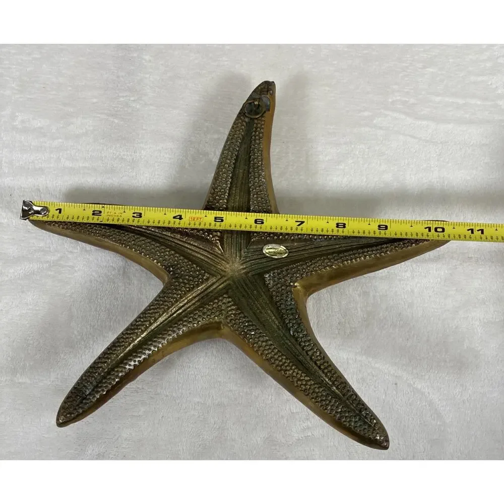 Vintage Brass Starfish & Nautilus Wall Hanging Nautical Sea Beach Decor Heavy